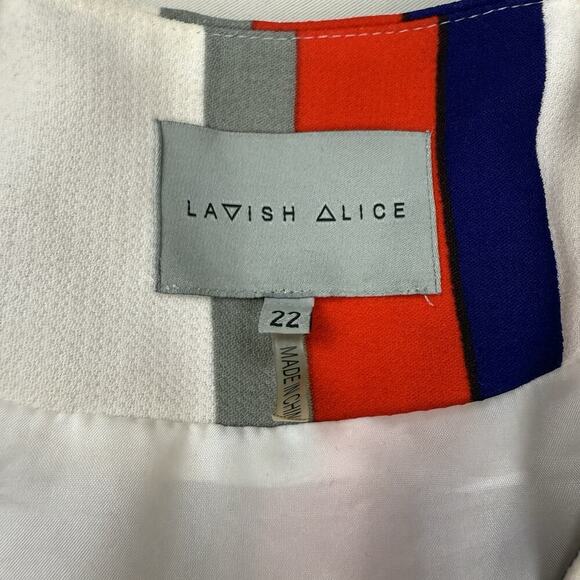 Lindsay Lohan x Lavish Alice Multistripe Print Collarless Cape Blazer Sz 22 Plus - Picture 7 of 12
